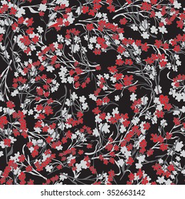 Seamless red and white flower pattern. Vector illustration for your graphic design.
