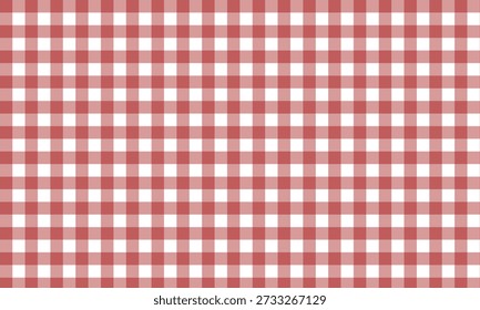 Seamless red and white gingham checkered background with a classic grid pattern. Clean repeating texture ideal for fabric, wallpaper, picnic themes, crafts, and vintage layouts.