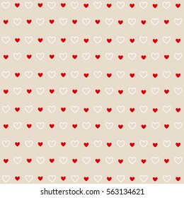 Seamless red and white hearts, Valentine's day card