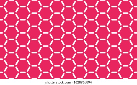 Seamless red and white hexagons with rounded ticks hi-tech pattern vector