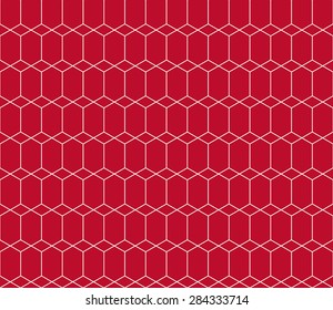 Seamless  red and white isometric hexagonal overlay pattern vector