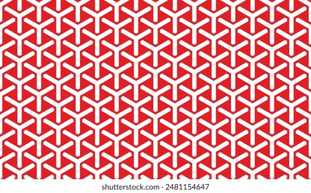 Seamless red and white isometric overlapping tridents pattern vector