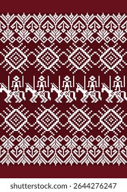 Seamless red and white lace pattern with a vintage floral ornament design for a textile backdrop