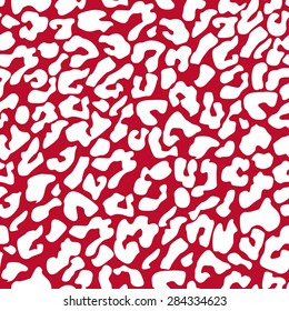 Seamless red and white leopard print tileable animal pattern vector