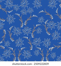 Seamless red and white paisley pattern on grey background