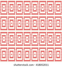 Seamless red white pattern with symmetric geometric ornament. Ethnic abstract background. Abstract repeated wallpaper. Vector illustration