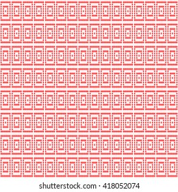 Seamless red white pattern with symmetric geometric ornament. Ethnic abstract background. Abstract repeated wallpaper. Vector illustration