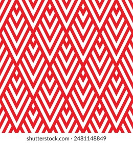 Vector de patrón art deco rombic chevrons rojo y blanco sin costuras