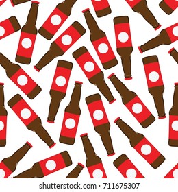 Seamless red and white soda bottles pattern vector