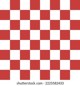 Seamless red and white square grid for background, chess grid.