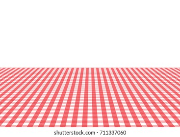 Seamless red and white tablecloth pattern with perspective.Texture from rhombus/squares for - plaid, tablecloths, clothes, shirts, dresses, blankets and other textile products. Vector illustration.