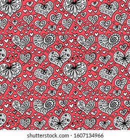 seamless red and white valentine's day vector pattern background 