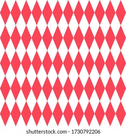 Seamless red and white vintage medieval diamonds op art diagonal textile pattern vector