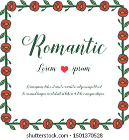 Seamless red wreath frame, for poster romantic. Vector