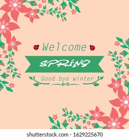 Seamless red wreath frame, for welcome spring greeting card template design. Vector