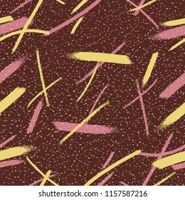 Seamless red and yellow abstract grunge chalk ticks pattern vector