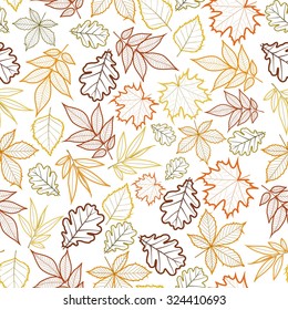 Seamless with red and yellow autumn leaves - vector illustration