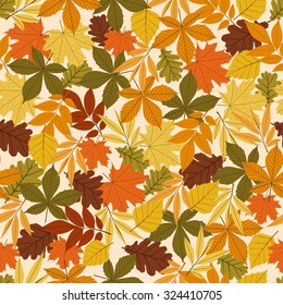 Seamless with red and yellow autumn leaves - vector illustration