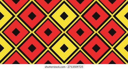 Padrão de Diamante Vermelho e Amarelo sem costura para Design Gráfico e Impressão de Tecido