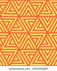 Seamless red and yellow pattern of many triangles
