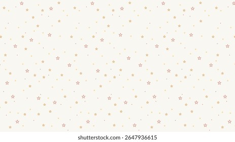 Seamless red and yellow star outline pattern on cream background. Cute celestial vector for kids, nursery wallpaper, baby textiles, wrapping paper, fabric print, and dreamy night sky design.