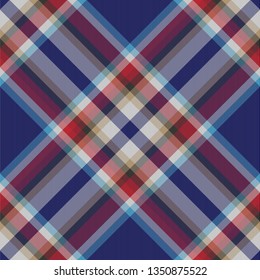 Seamless red-white-blue checkered diagonal pattern. Vector, eps 10