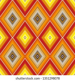 Seamless red-white-orange checkered pattern with rhombuses. Vector, eps 8