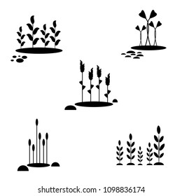 seamless reeds and plants silhouette pattern