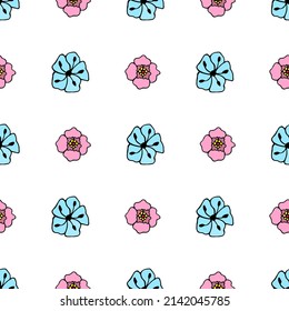 Nahtloser, regelmäßiger floraler Hintergrund, bemalte Blumen