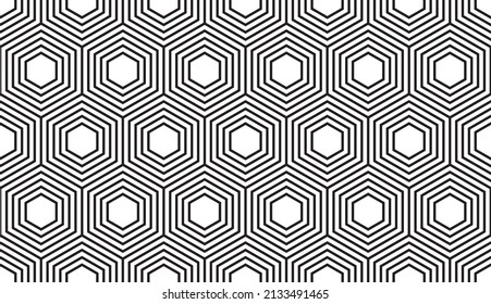 Seamless Regular geometric.Repeating geometric grid. Parallel line in heaxgon