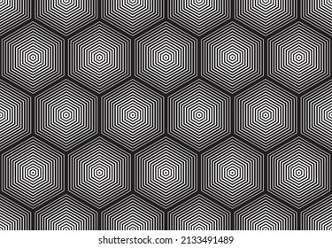 Seamless Regular geometric.Repeating geometric grid. Parallel line in heaxgon