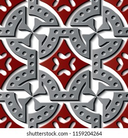 Seamless relief sculpture decoration retro pattern spiral round vortex cross frame kaleidoscope. Ideal for greeting card or backdrop template design