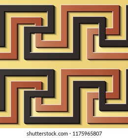 Seamless relief sculpture decoration retro pattern spiral vortex cross frame line. Ideal for greeting card or backdrop template design