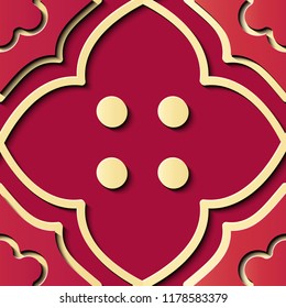 Seamless relief sculpture decoration retro pattern round dot curve cross geometry frame line flower. Ideal for greeting card or backdrop template design