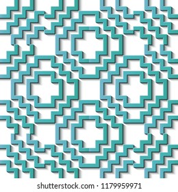 Seamless relief sculpture decoration retro pattern geometry sawtooth cross frame line kaleidoscope. Ideal for greeting card or backdrop template design