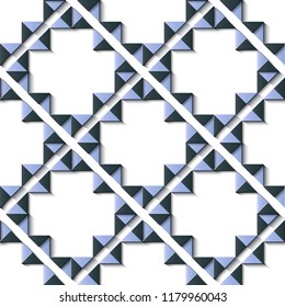 Seamless relief sculpture decoration retro pattern triangle check geometry cross frame. Ideal for greeting card or backdrop template design