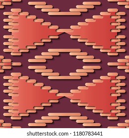 Seamless relief sculpture decoration retro pattern triangle geometry polygon stitch cross frame line. Ideal for greeting card or backdrop template design