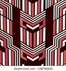 Seamless relief sculpture decoration retro pattern aboriginal geometry polygon triangle cross frame line kaleidoscope. Ideal for greeting card or backdrop template design