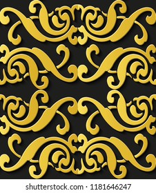 Seamless relief sculpture decoration retro pattern luxury spiral curve cross flower frame crest kaleidoscope. Ideal for greeting card or backdrop template design