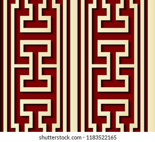 Seamless relief sculpture decoration retro pattern geometry polygon cross spiral frame chain line tracery. Ideal for greeting card or backdrop template design
