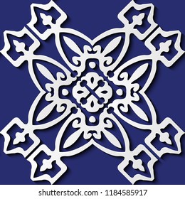 Seamless relief sculpture decoration retro pattern curve cross geometry flower crest. Ideal for greeting card or backdrop template design