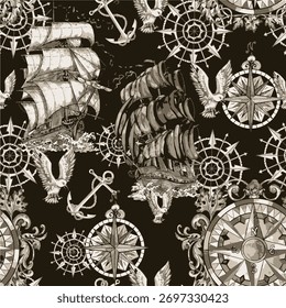 Seamless repeat art. Background pattern for print on fabric, paper. Vector illustration.