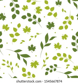 Seamless Repeat Autumn Fall Leaves Vector Pattern Illustration Background