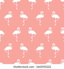 Seamless repeat background pattern of flamingo silhouettes. Cute decorative design for tropical, summer and girly themed graphic design projects.