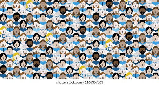 seamless repeat background of singers in a choir