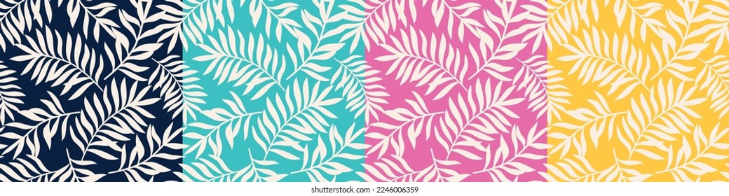 Seamless Repeat Bright Colourful Tropical Palm Leaves Pattern Vector