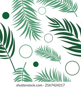 Seamless repeat coconut palm leaves pattern Vector for print