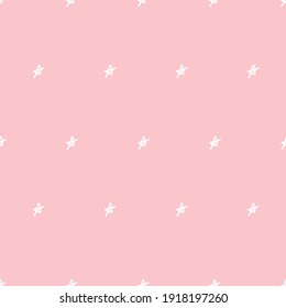 seamless repeat doodle stars simple pattern pink and white hand drawn.
