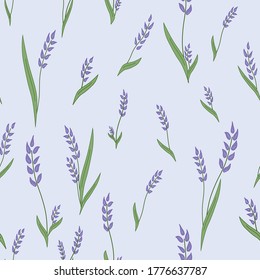 Repetición sin inconvenientes de la estela floral Lavender sobre fondo lila pálido.  Tile, papel tapiz, tela, patrón de superficie