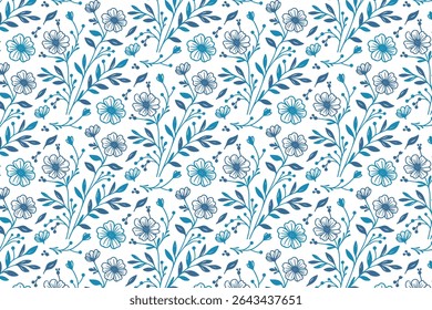 esboço floral repetido sem costura em linha de arte minimalista com flores de algodão e contornos pétalas finas para o uso moderno de tecido e embalagem

